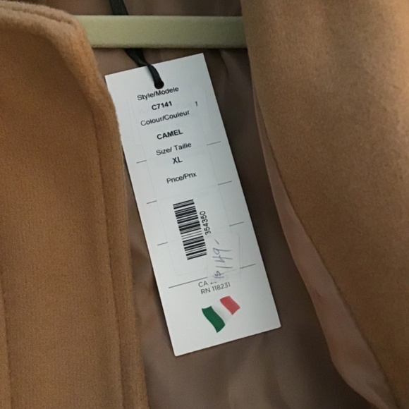 NWT Cherish C7141 Ladies wool look jacket w/removable hood Camel - Picture 5 of 5